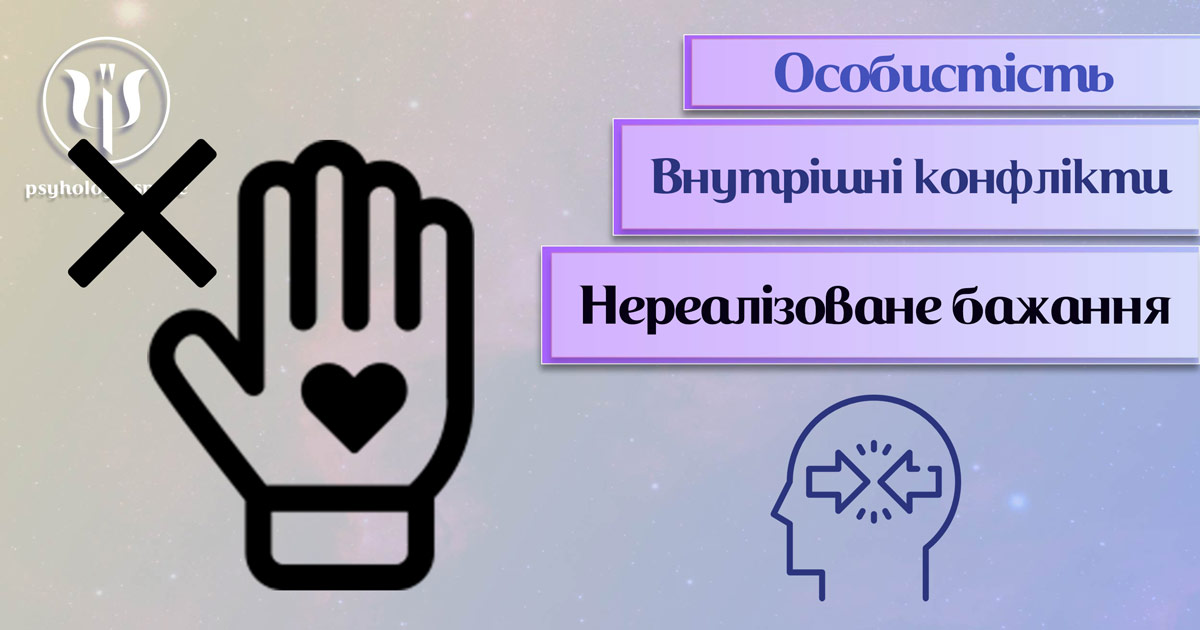 Узагальнена інформація про психологічну суть та особливості внутрішнього конфлікту "нереалізованого бажання" у Психоенциклопедії